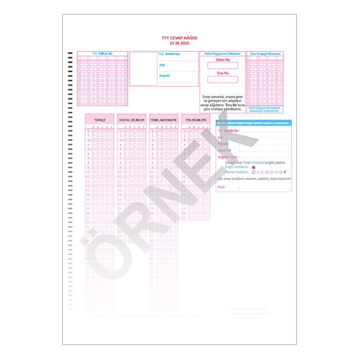 TYT Prova Optik Form